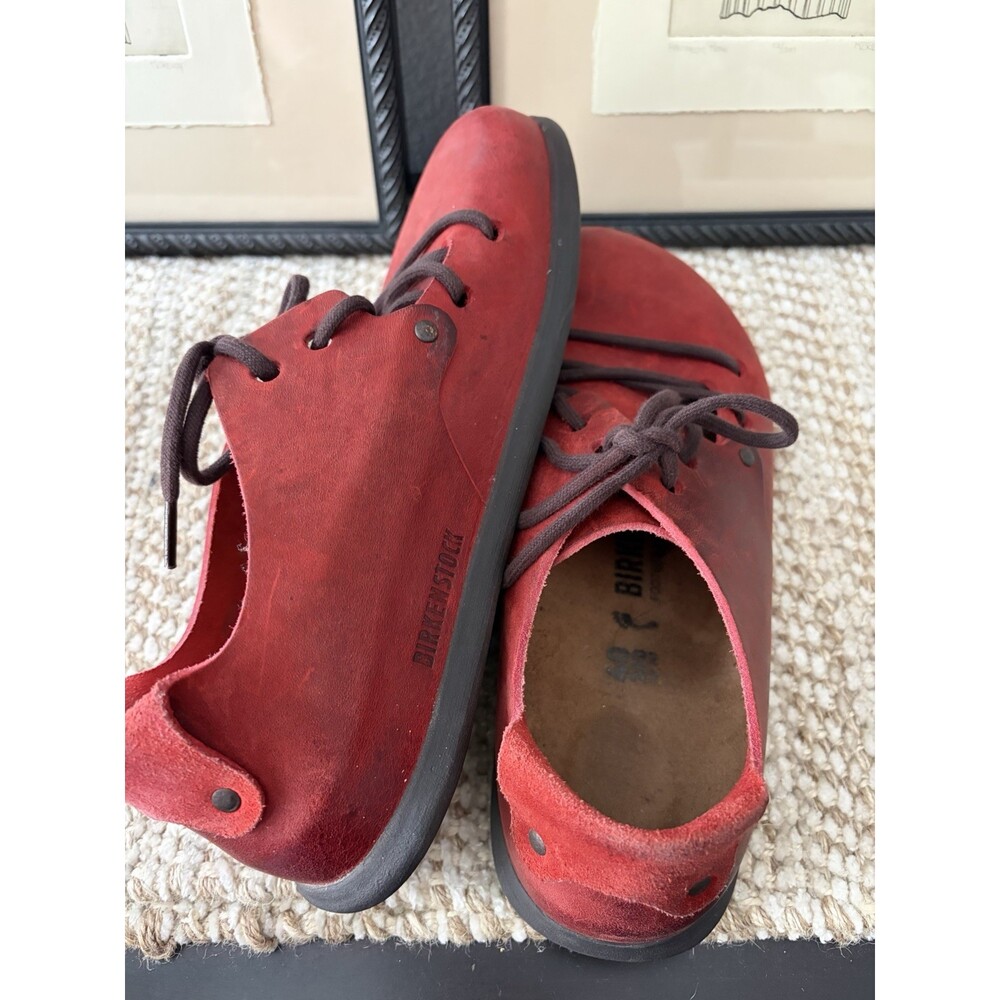 Birkenstock Montana Red Nubuck Leather Lace Up Shoes Men Womens EU40 L9 M7 - Picture 7 of 11